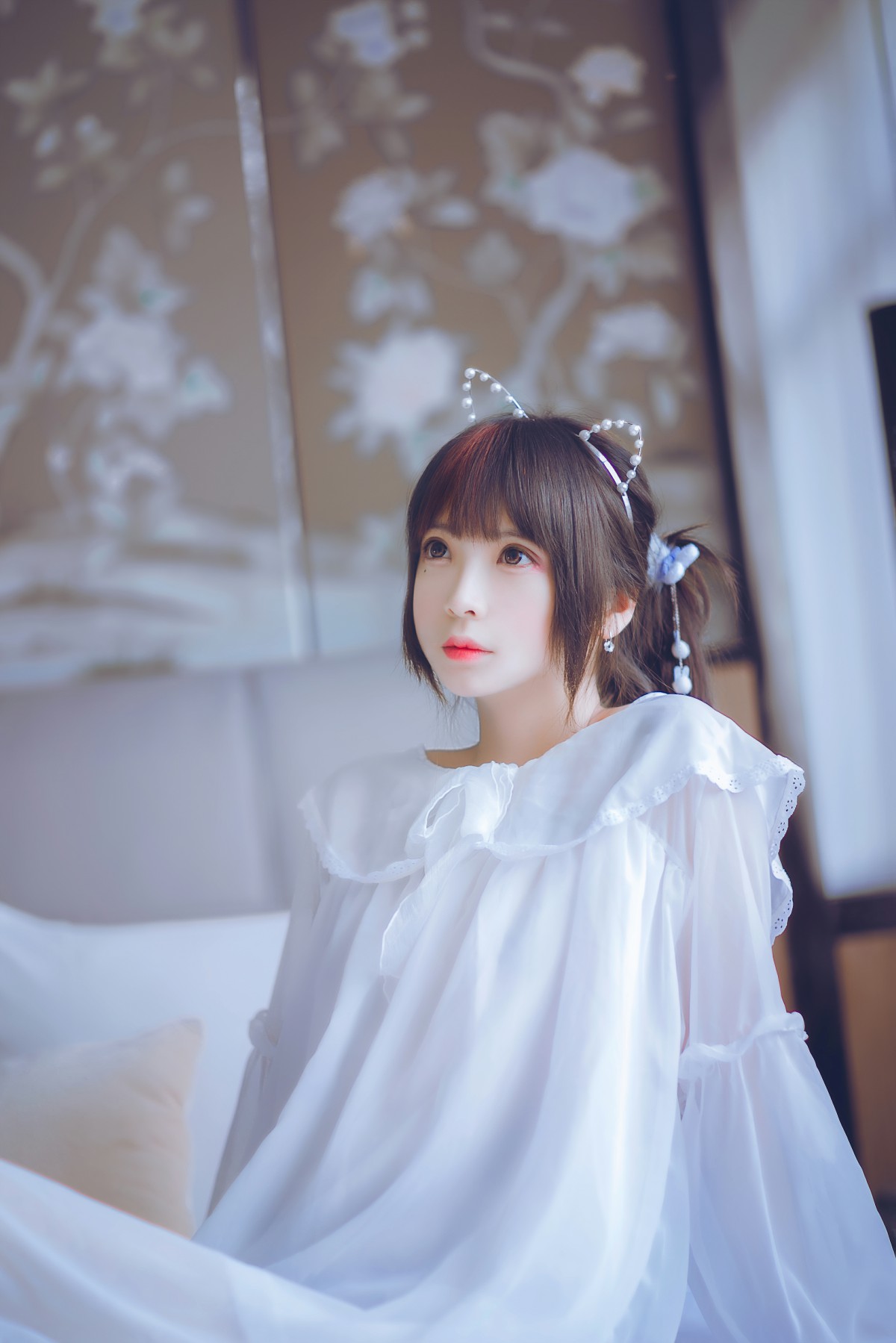图片[1]-[Cosplay]疯猫ss -白色睡衣 – COSPLAY-御萝部落