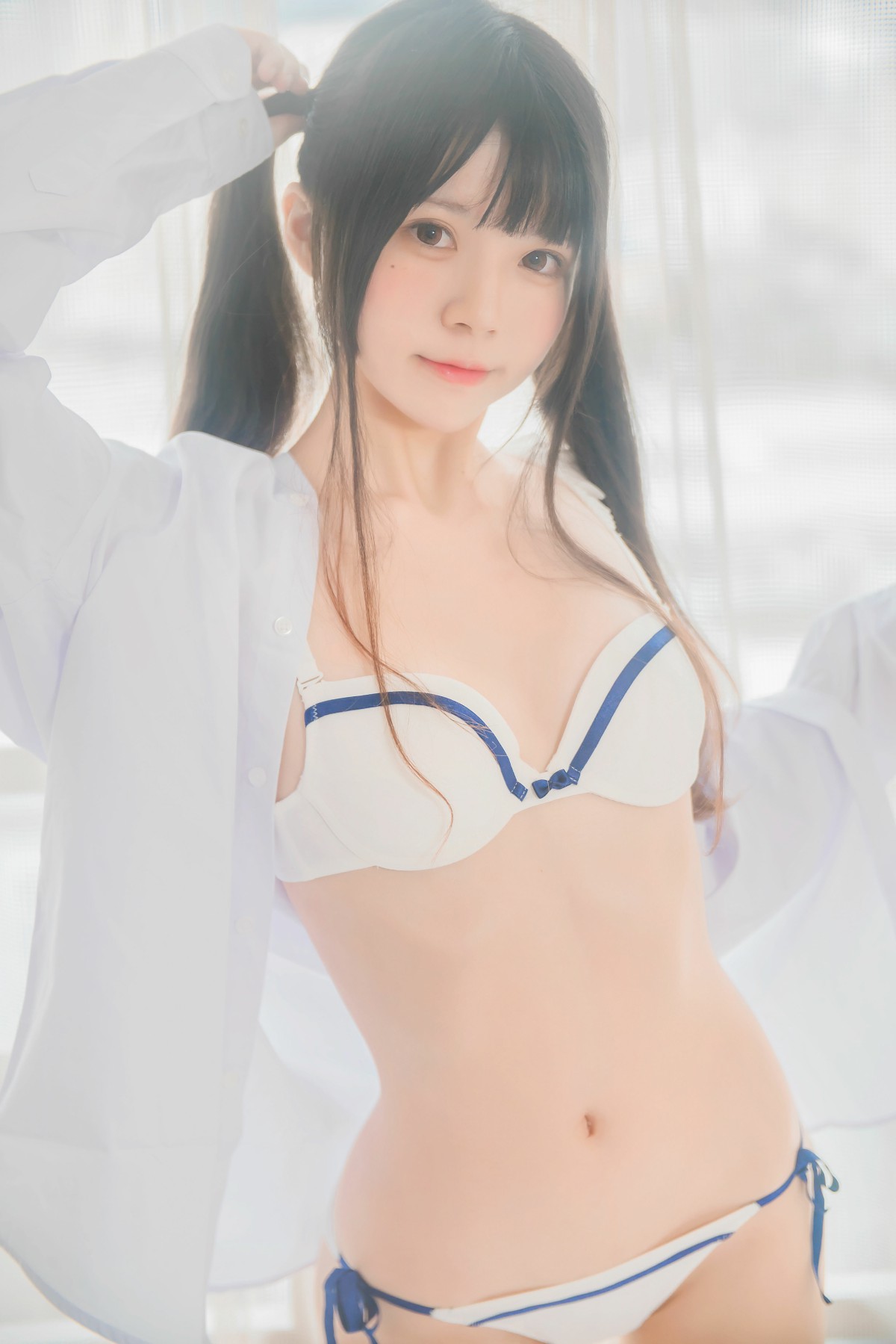 图片[1]-[桜桃喵]桜桃未熟-白衬衫双马尾 – COSPLAY-御萝部落